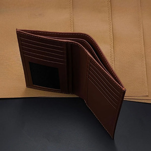 Custom Vertical Card Case Brown Leather Wallets for Men Compact Passport <b>Holder</b> Multi Slot Mesh ID Window <b>Travel</b> <b>Document</b> <b>Holder</b> - Product Image 3