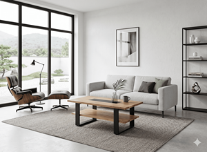 Mesa de Centro de Madera de Mango Industrial con Patas de Metal, Mesa de Oficina Moderna, Muebles de Oficina, Muebles de Sala de Estar - Product Image 2