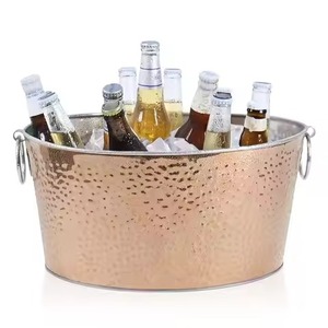 Bañera de Metal Clásica para Bebidas Frías, Enfriador de Acero Inoxidable para Fiestas, Cubeta para Enfriar Vino y Cerveza, para Uso en Bares - Product Image 1