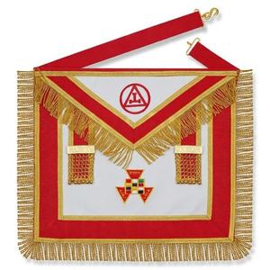 Quality Vintage Leather Lace Embroidered Regalia Masonic Apron Red Lodge Master Mason Chain <b>Collar</b> Square Compass Gloves Set - Product Image 4