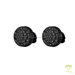 Pendientes de Diamantes Redondos Glamurosos Cultivados en Laboratorio, Plata de Ley 925, Joyería de Lujo con Incrustaciones de Diamantes para Hombre - Product Image 2