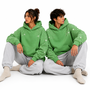 เสื้อฮู้ดดี้พรีเมียมคุณภาพสูง ผ้าฝ้ายฟลีซ 100% ตกแต่งด้วยคริสตัลแบบสั่งทำได้  ลายพิมพ์คริสตัลที่แขนเสื้อ  แบบสวมหัว  สำหรับทั้งชายและหญิง - Product Image 3