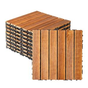 27pcs Wood <b>Interlocking</b> Deck <b>Tiles</b> 11.8"x11.8" Waterproof Indoor Outdoor Flooring Patio Wood Decking for Patio Use - Product Image 1