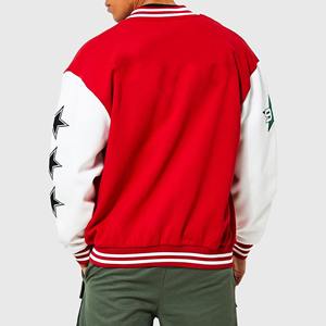 Chaqueta universitaria roja de béisbol con parches bordados personalizados en oferta para hombre, chaqueta de béisbol universitaria para hombre - Product Image 4