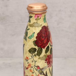 Botella de Agua Decorativa con Diseño Floral, de Metal y Cobre, con Recubrimiento Esmaltado, 1000 ml, Ecológica, con Revestimiento Anticorrosión, para Interiores y Exteriores - Product Image 3