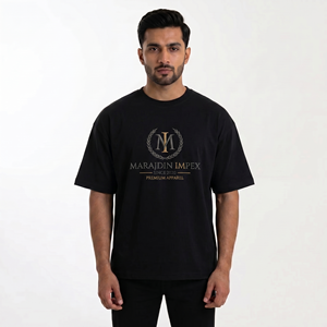 Marajdin Impex Factory Price Custom Streetwear T-Shirt Boxy Fit Polyester/Cotton Knitted Regular Fit Unisex Formal Eco-Friendly - Product Image 3