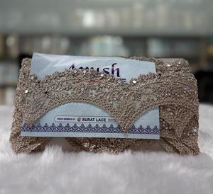 Embroidered Wholesale Pearl Bead Mirror Work Hand Look Scalloped Lace Trim Indian Ethnic <b>Kaftan</b> Saree Border Decorative Finish - Product Image 6