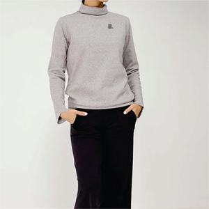 T-shirt décontracté d'été à col roulé pour femme, manches longues, 100 % coton biologique, respirant, écologique, séchage rapide, non tissé - Product Image 5