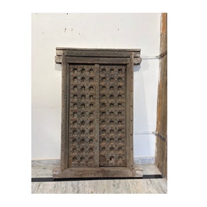 Paneles de Puerta de Madera Maciza Antigua con Marco Tallado a Mano, Puerta Principal de Lujo para Villas, Restaurantes, Hoteles y Hogares - Product Image 1