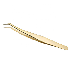 Gold Titanium Coated Eyelash Extension Tweezers Stainless Steel Professional Volume Lash Tweezers OEM <b>Precision</b> <b>Tool</b> - Product Image 1