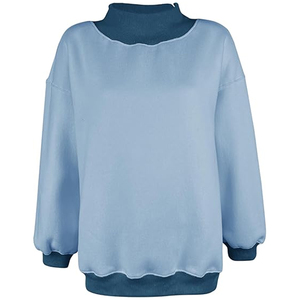 <b>Ladies</b> Cotton Blend <b>Sweatshirt</b> Relaxed <b>Long</b> Sleeve Crew Neck Warm Casual Fashion Clothing OEM ODM Private Label Manufacturing - Product Image 3