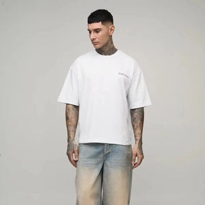 mens oversized boxy fit t shirt drop shoulder loose fit heavy cotton streetwear blank tshirt custom <b>logo</b> producer - Product Image 1
