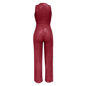 Mono de Fiesta para Mujer, con Lentejuelas, Sin Mangas, Cintura Alta, Largo, Cómodo, Ajustado, Diseño Único - Product Image 3