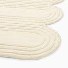 Tapis de luxe à poils longs, tufté à la main, couleur unie, motif à bords ondulés blanc pur et vert, inspiré de la nature, antidérapant, en PET - Product Image 2