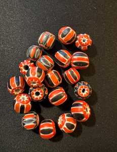 Authentic Multi-Layered Chevron Striped Glass Beads Traditional African Trade Style Star Patterned Ethnic Jewelry <b>Spacers</b> - Product Image 4