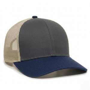 Modern Two Tone <b>Grey</b> Navy Trucker <b>Cap</b> Adjustable Mesh Back Breathable Casual Outdoor <b>Baseball</b> Hat Unisex Stylish Summer Wear - Product Image 2