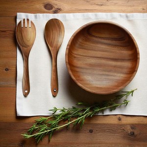 Acacia Wood Salad Bowl Set with <b>Serving</b> <b>Spoons</b>, 3 Piece Rustic Tableware Large Salad Dough <b>Serving</b> Acacia Wooden Bowl With <b>Spoon</b> - Product Image 3