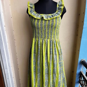 Vestido largo de algodón con estampado floral vintage, bordado a mano, cintura natural, largo maxi, para mujer. - Product Image 1
