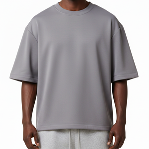 Camiseta Unisex Oversize Gris de Cuello Redondo y Manga Corta, 250GSM, 100% Algodón Transpirable, Ecológica, Estilo Vintage, Tallas Grandes - Product Image 1