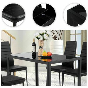 Juego de Comedor de 5 Piezas con Estructura Metálica y Cubierta de Vidrio, Elegante Juego de Comedor - Product Image 2