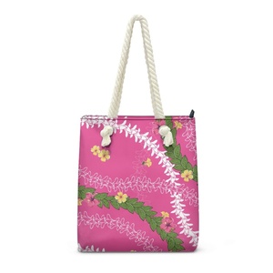 Bolso de Mano con Estampado de Hibisco Puakenikeni Hawaiano, Bolso de Playa para Mujer, Bolso de Hombro con Cuerda, Práctico y Moderno - Product Image 1