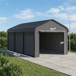 Tettoia in Metallo Grigio Scuro per Auto, Protezione da Sole e Pioggia per Garage e Parcheggi - Product Image 6