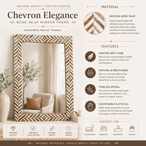 Luxury 24" x 36" Bone <b>Mirror</b> | Handcrafted Bone Inlay Rectangular <b>Wall</b> <b>Mirror</b> | Elegant Home Decor for Living Room Entryway - Product Image 5