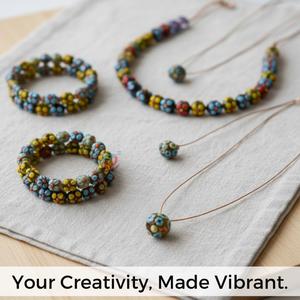 EXCEL EXPORTS Cuentas Sueltas de Vidrio Floral Multicolor, Hilo de 8 Pulgadas |   Rondel Hecho a Mano de 12x18mm |   Fabricación de Joyas y Manualidades - Product Image 4