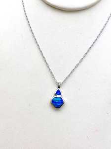 Reversible Sterling Silver Opal Necklace Blue White Stone Pendant Double Sided Jewelry Women Gift Wholesale - Product Image 6