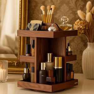 Natural Eco-Friendly Square Wooden <b>Makeup</b> Organizer <b>Box</b> High Quality Handmade Home Decor | Bulk Wholesale Housewarming - Product Image 1