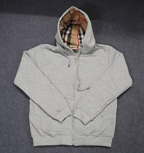 Sweat à capuche zippé en coton 100% à carreaux de haute qualité Burbes pour l'hiver, avec logo de marque brodé, pour homme/femme, coupe universelle - Product Image 3