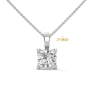 Collar con Colgante de Diamante Cultivado en Laboratorio con Corte Princesa, Cadena de Eslabones Chapada en Oro de Plata de Ley 925, Solitario para Mujer, Compromiso, Boda - Product Image 6