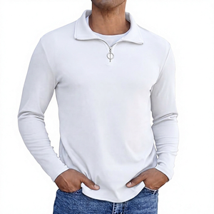 <b>Men</b> Quarter <b>Zip</b> Solid Knitted Long Sleeve Pullover Casual Regular Fit Breathable Polyester <b>Top</b> Autumn Wear - Product Image 6