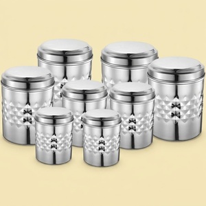 Luxury Diamond Pattern Stainless Steel Canister Set Airtight Food <b>Storage</b> <b>Containers</b> With Mirror Finish For <b>Kitchen</b> Organization - Product Image 3