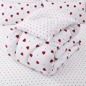 Hearts <b>Comforter</b> <b>Set</b> Reversible Blue White Pattern Stitched 100% Cotton T-150 All-Season Breathable Home Use - Product Image 2