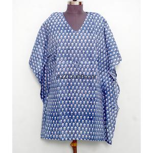 Vestido Kaftan Indio Hecho a Mano con Estampado Floral, Transpirable y de Secado Rápido, Ropa Casual de Playa para Mujer, 100% Algodón, Otoño-Primavera - Product Image 1