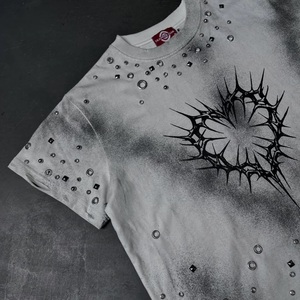 Camiseta Corta Oversize para Hombre, Estilo Heavy Metal, Estampado Digital, 100% Algodón, Streetwear, Vintage, Efecto Desgastado por el Sol - Product Image 3