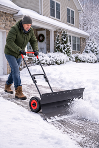 Pousse-neige à lame rotative avec poignée en U et roues, lame et poignée réglables, pelle à neige en acier de 1,5 mm d'épaisseur ODGWTO020 - Product Image 2