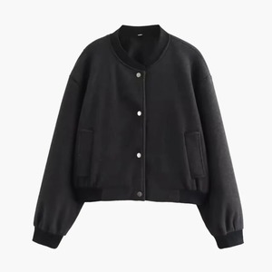 Manteau décontracté pour femmes, couleur unie, bordure contrastée, fermeture à boutons, col rond, manches longues - Product Image 4