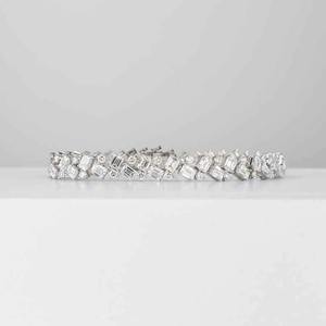 Silver <b>Rose</b> Gold Plated Moissanite Tennis Bracelet Brilliant Cut Channel Setting Geometric Design Trendy Unisex Everyday Wear - Product Image 1