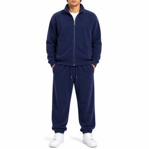 Ensemble de survêtements unisexe décontracté zippé personnalisé pour homme, en maille, coupe droite et large, par un créateur - Product Image 1