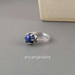 Vintage 925 Sterling Silver Natural Amethyst <b>Ring</b> | Round Cabochon Purple Gemstone Boho & Hippie Style Bezel Set Unisex <b>Ring</b> - Product Image 3