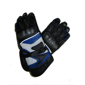 Gants de moto en cuir de vachette à doigts entiers avec protection de la paume, protection UV, isolation thermique et sangle de poignet réglable pour hommes - Product Image 2