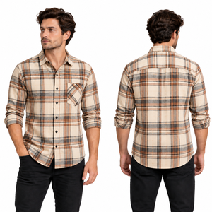<b>Mens</b> <b>Flannel</b> <b>Shirt</b> Plaid Casual Button Down Checkered Workwear Outdoor Clothing Custom Wholesale Manufacturer OEM ODM Daily Wear - Product Image 4