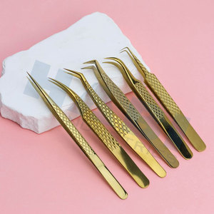 Pince à épiler pour extensions de cils avec manche blanc, pointe dorée, vente en gros, fournisseurs, outils de beauté personnalisés - Product Image 3