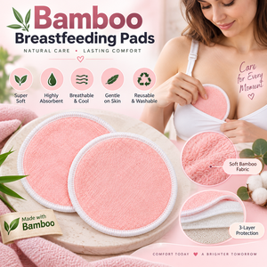 Almohadillas de Lactancia de Bambú |   Insertos Reutilizables y Lavables para Lactancia |   Almohadillas de Lactancia Suaves y Absorbentes |   Cuidado Materno a Prueba de Fugas - Product Image 5