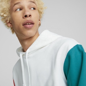 Sweat à capuche color block pour homme, manches raglan, coupe classique, décontracté, blanc, turquoise, corail, violet, en coton French Terry, pour l'automne - Product Image 2