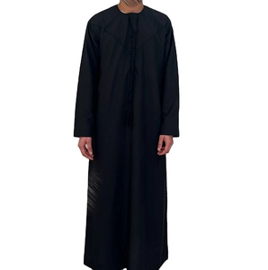 Thobe émirati de couleur unie pour hommes impression personnalisée vêtements traditionnels musulmans islamique Jubba doux et respirant tarif de gros - Product Image 1