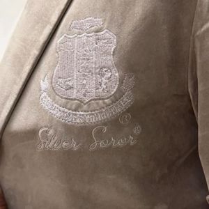 <b>Silver</b> Velvet Blazer Women Elegant Fashion <b>Jacket</b> Soft Texture Formal Suit Style Outerwear for Party Office and Special Events - Product Image 4