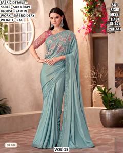 ผ้าส่าหรีดีไซน์ดั้งเดิมสำหรับผู้หญิง ยี่ห้อ Noor Jahan ผลิตจากผ้าไหม P.V. ซึมซับความชื้น ไม่ยับง่าย เหมาะสำหรับงานแต่งงาน/งานเลี้ยงในฤดูหนาว และทุกโอกาส - Product Image 3